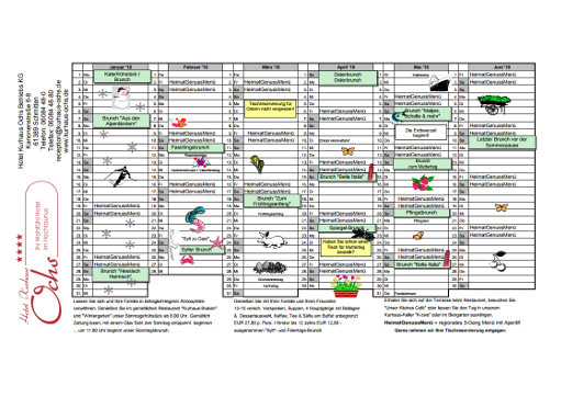 Kulinarischer Kalender 1. Halbjahr 2018